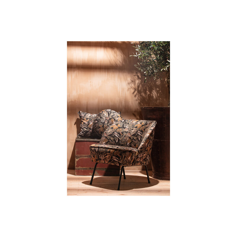 WOOOD-collectie Vogue Fauteuil Fluweel Bouquet Zwart