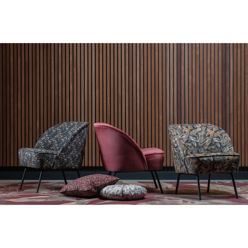 WOOOD-collectie Vogue Fauteuil Fluweel Bouquet Zwart