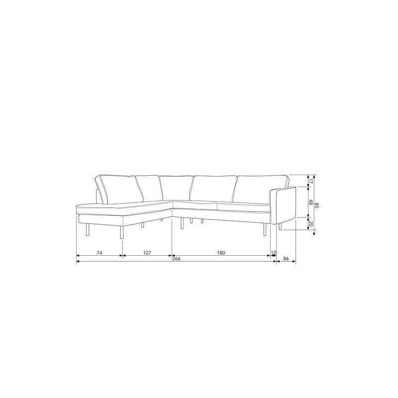 WOOOD-collectie Rodeo Corner Sofa Left Velvet Teal