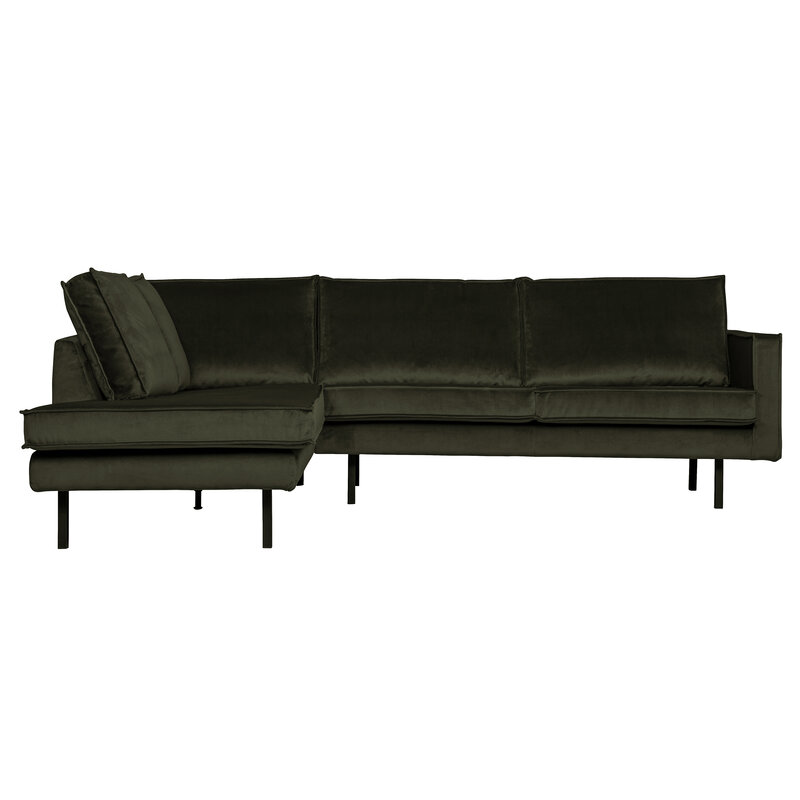 WOOOD-collectie Rodeo Hoekbank Links Velvet Dark Green Hunter