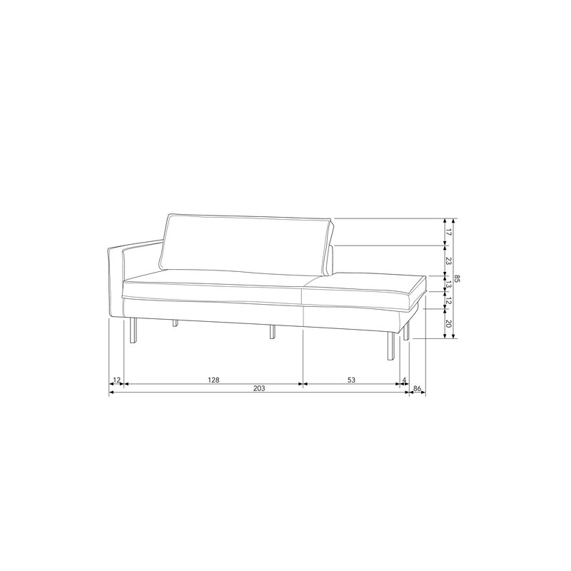 WOOOD-collectie Rodeo Daybed Left Velvet Chestnut