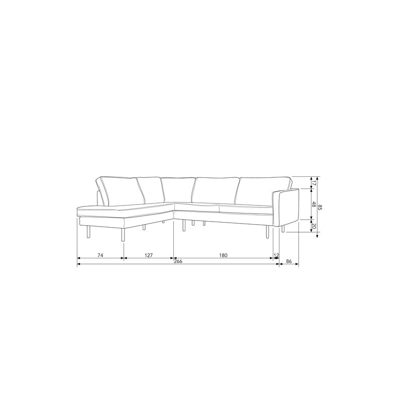 BePureHome-collectie Rodeo Corner Sofa Left Velvet Anthracite