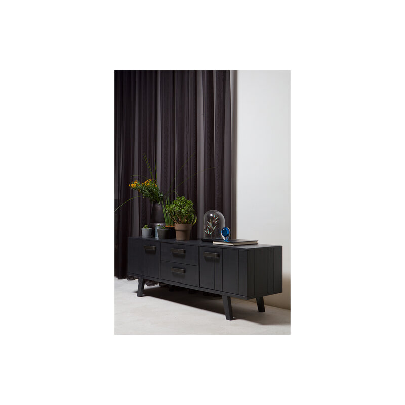 WOOOD-collectie Watch Tv Unit Pine Rough Sawn Black [fsc]