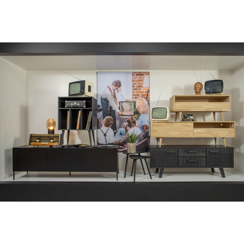 WOOOD-collectie Watch Tv Unit Pine Rough Sawn Black [fsc]