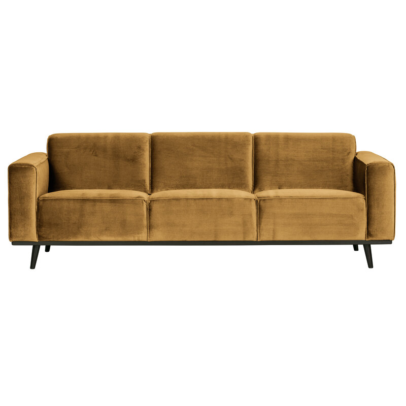 WOOOD-collectie Statement 3-zits Bank 230 Cm Fluweel Honing Geel