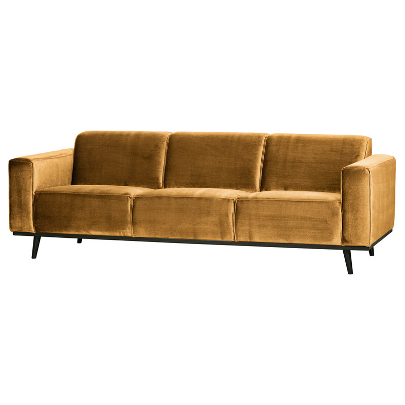 WOOOD-collectie Statement 3-zits Bank 230 Cm Fluweel Honing Geel