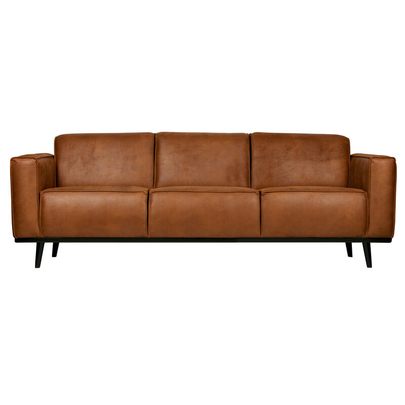 WOOOD-collectie Statement 3-zits Bank 230 Cm Lederlook Cognac