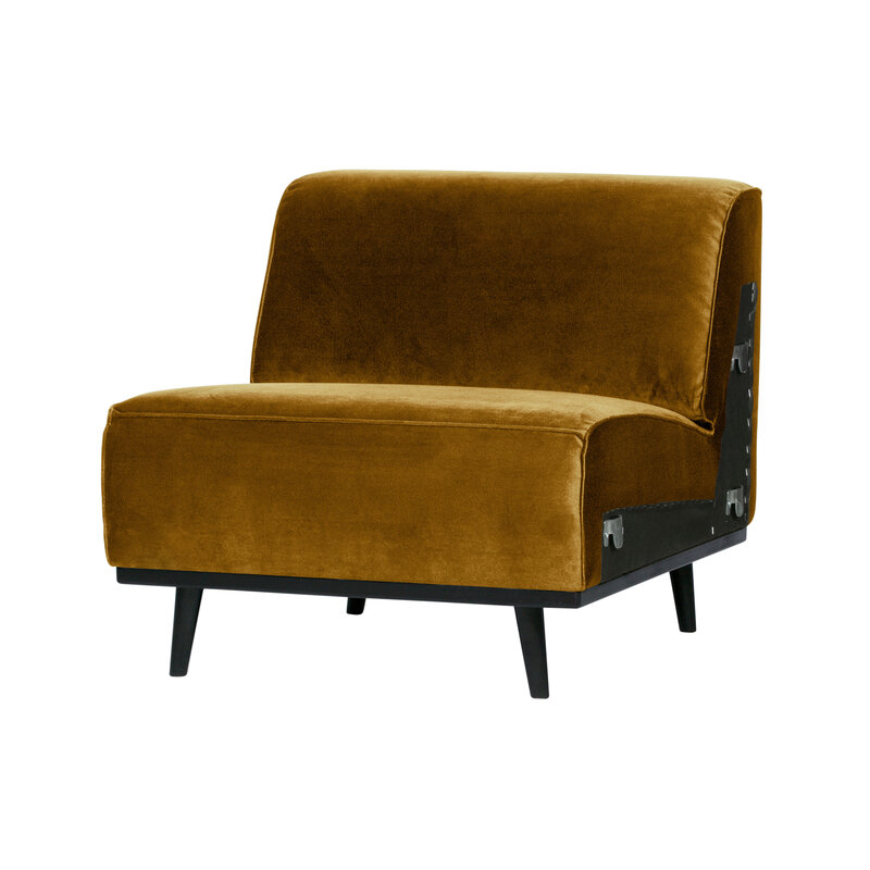 WOOOD-collectie Statement 1-zits Element Fluweel Honing Geel
