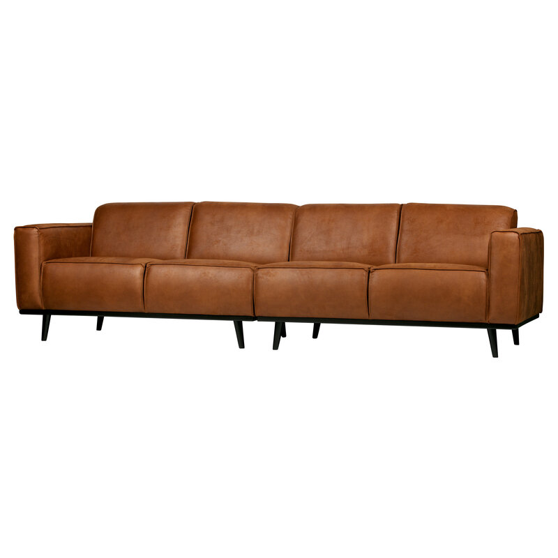 WOOOD-collectie Statement 4-zits Bank 280 Cm Lederlook Cognac