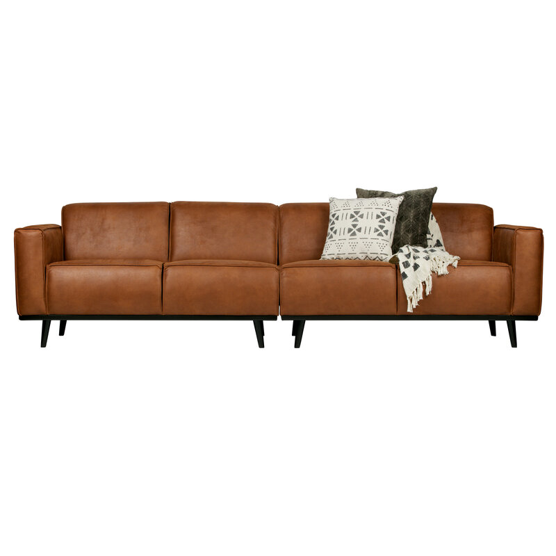 WOOOD-collectie Statement 4-zits Bank 280 Cm Lederlook Cognac