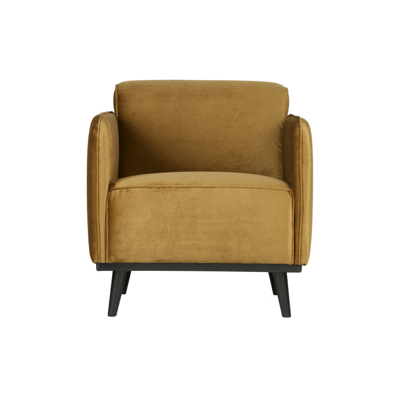 WOOOD-collectie Statement Fauteuil Met Arm Fluweel Honing Geel