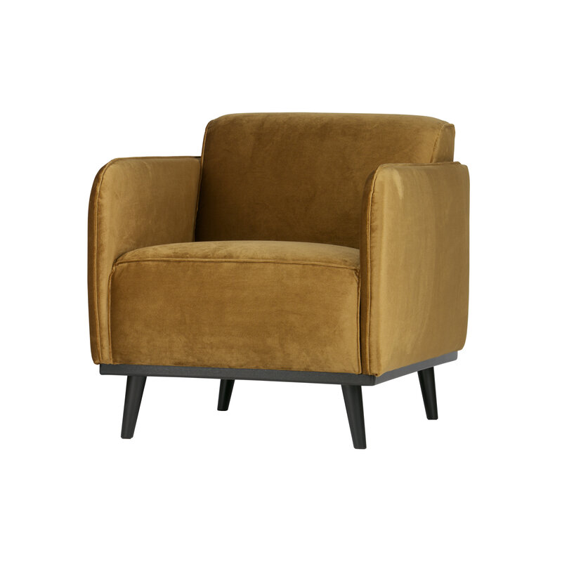 WOOOD-collectie Statement Fauteuil Met Arm Fluweel Honing Geel