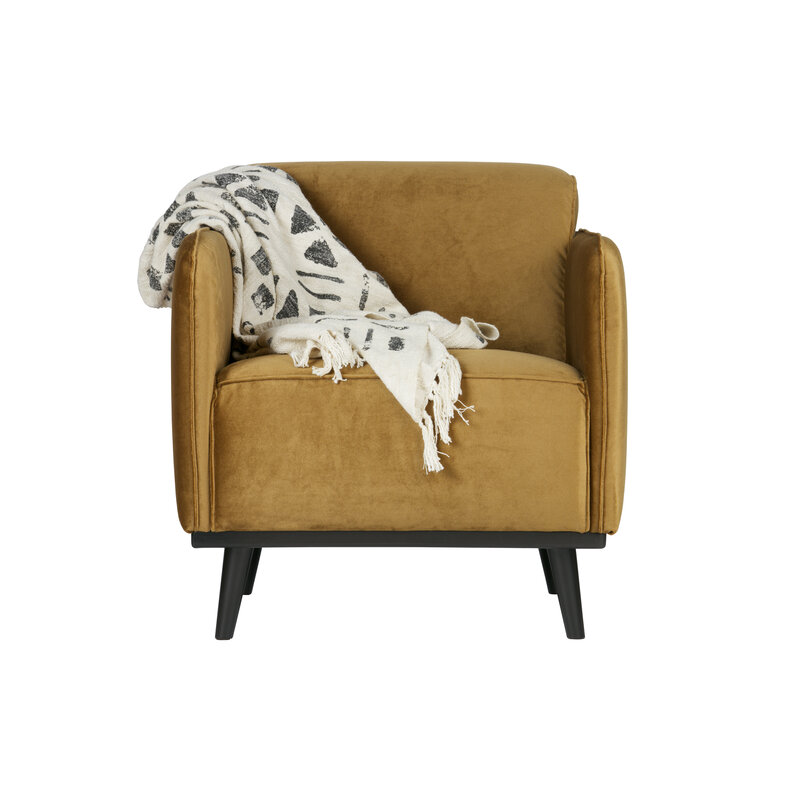 WOOOD-collectie Statement Fauteuil Met Arm Fluweel Honing Geel