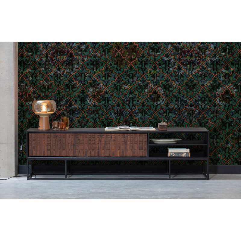WOOOD-collectie Nuts Tv Meubel Hout Walnoot/zwart
