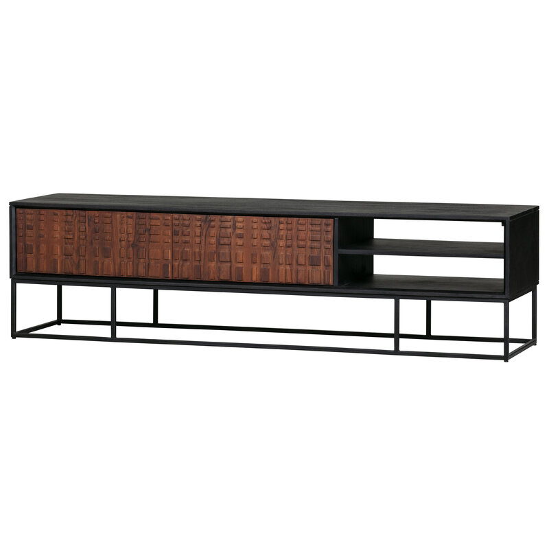 WOOOD-collectie Nuts Tv Meubel Hout Walnoot/zwart
