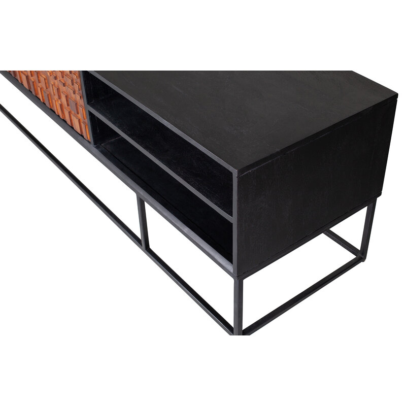 WOOOD-collectie Nuts Tv Meubel Hout Walnoot/zwart