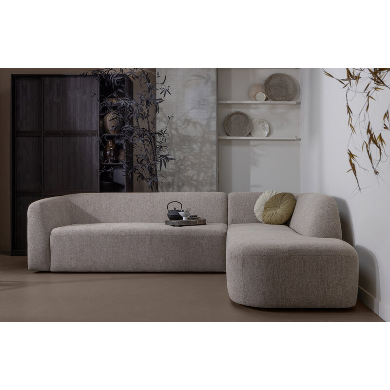 WOOOD-collectie Sloping Hoekbank Rechts Naturel Melange