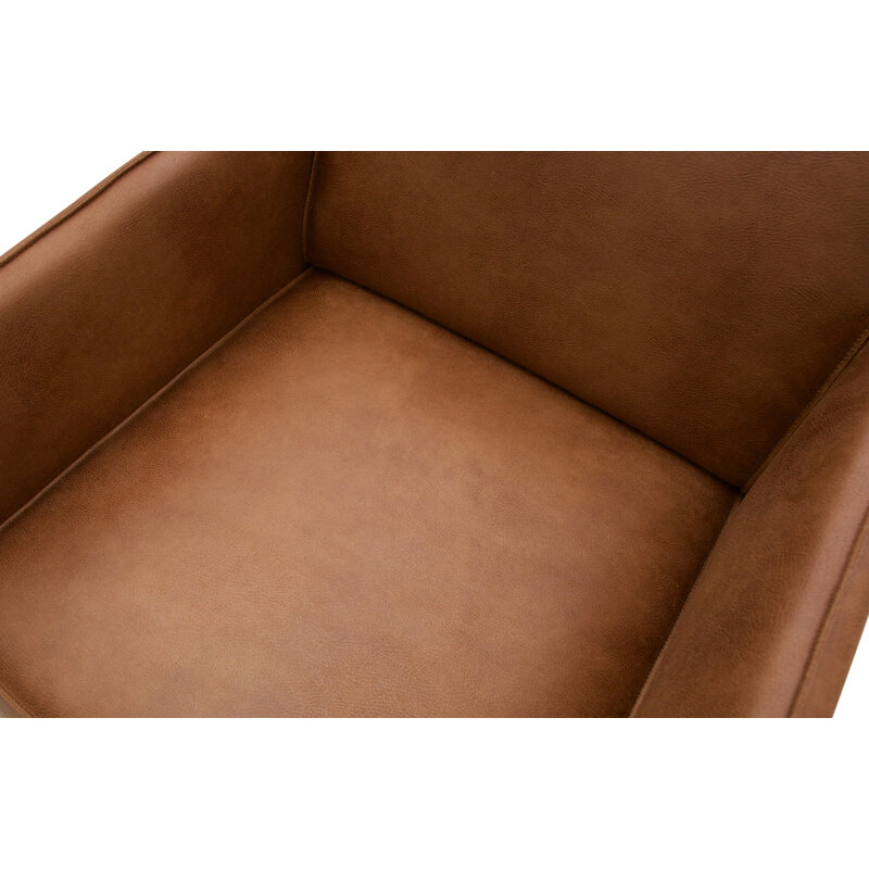 WOOOD-collectie Statement Fauteuil Met Arm Lederlook Cognac