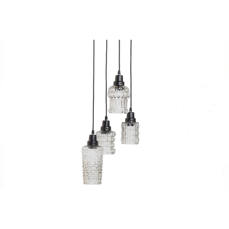 BePureHome-collectie Multiple Hanglamp Met 4 Glazen Zwart/glas