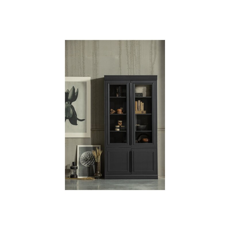 WOOOD-collectie Organize Glass-door Cabinet 44cm Pine Black [fsc]