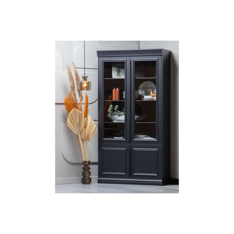 WOOOD-collectie Organize Glass-door Cabinet 44cm Pine Black [fsc]