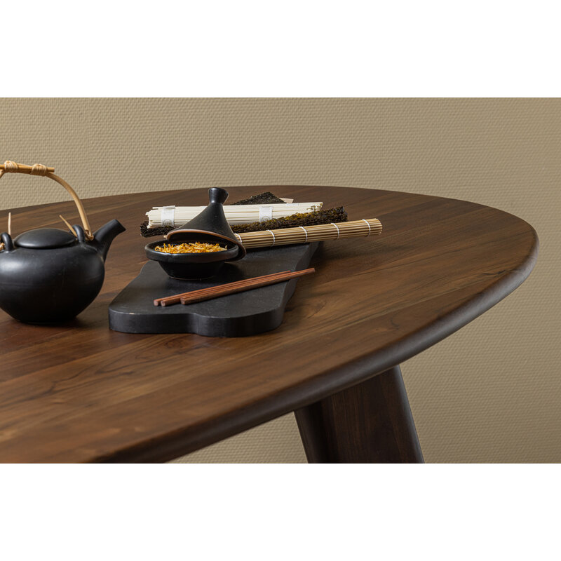 WOOOD-collectie Roundly Eettafel/bureau Mangohout Walnoot 160x110