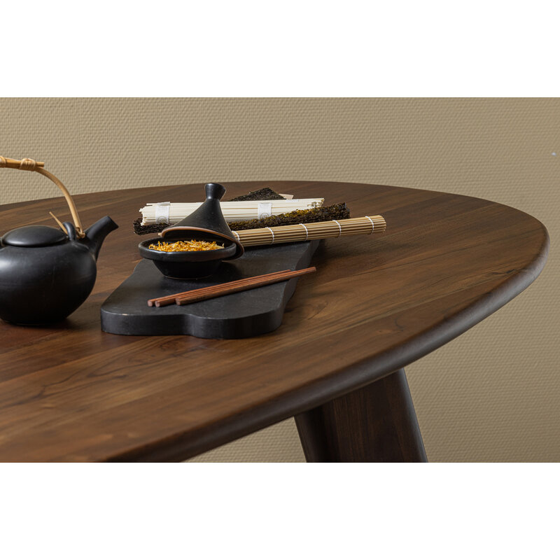 WOOOD-collectie Roundly Eettafel/bureau Mangohout Walnoot 200x100