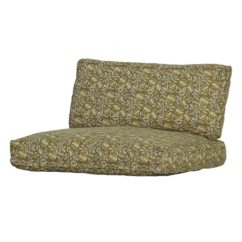 BePureHome-collectie Set - Bloom Seat-/back Cushion With Print 90cm Green/brown