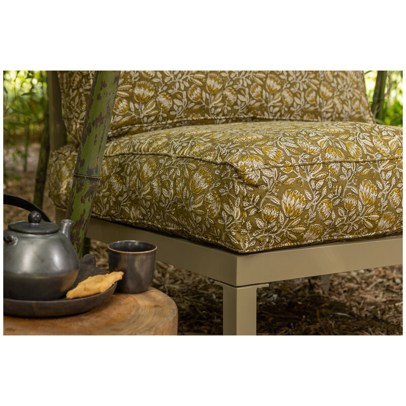 BePureHome-collectie Set - Bloom Seat-/back Cushion With Print 90cm Green/brown