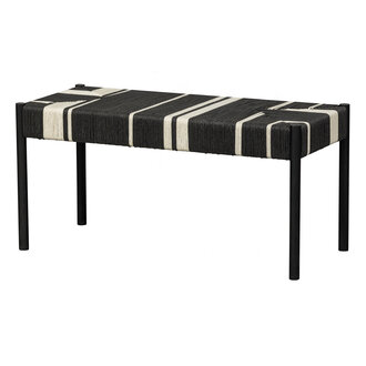 WOOOD Jessy Bankje Mango Hout/koord Zwart/wit