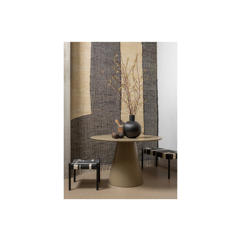 WOOOD-collectie Jessy Bankje Mango Hout/koord Zwart/wit