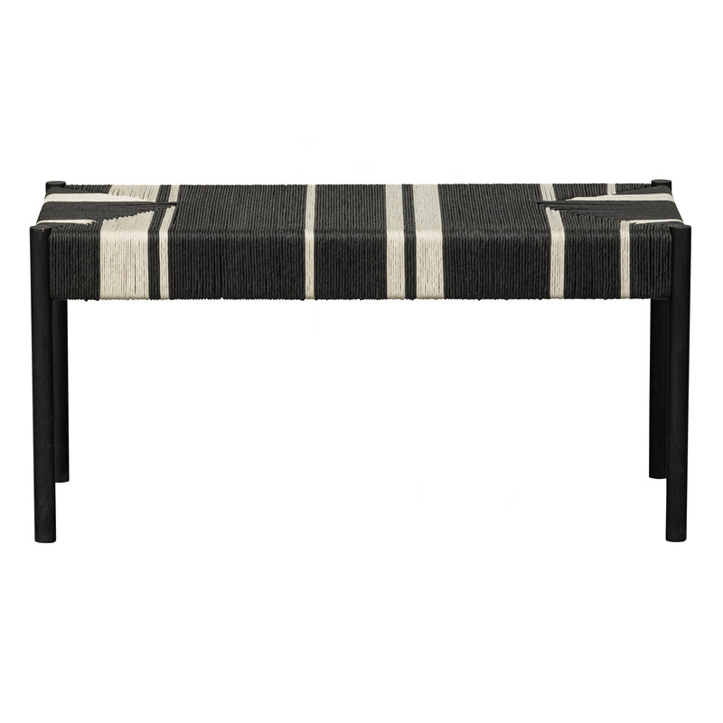 WOOOD-collectie Jessy Bankje Mango Hout/koord Zwart/wit