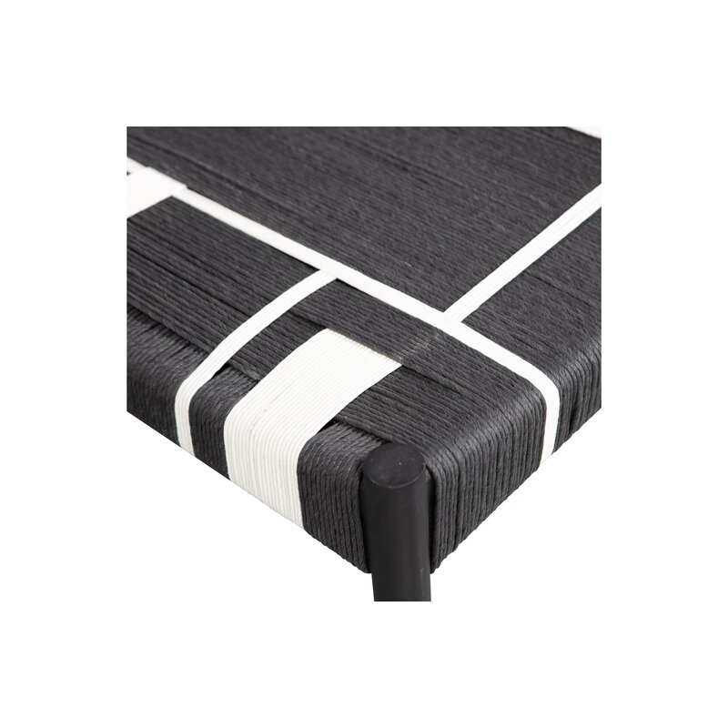 WOOOD-collectie Jessy Bankje Mango Hout/koord Zwart/wit