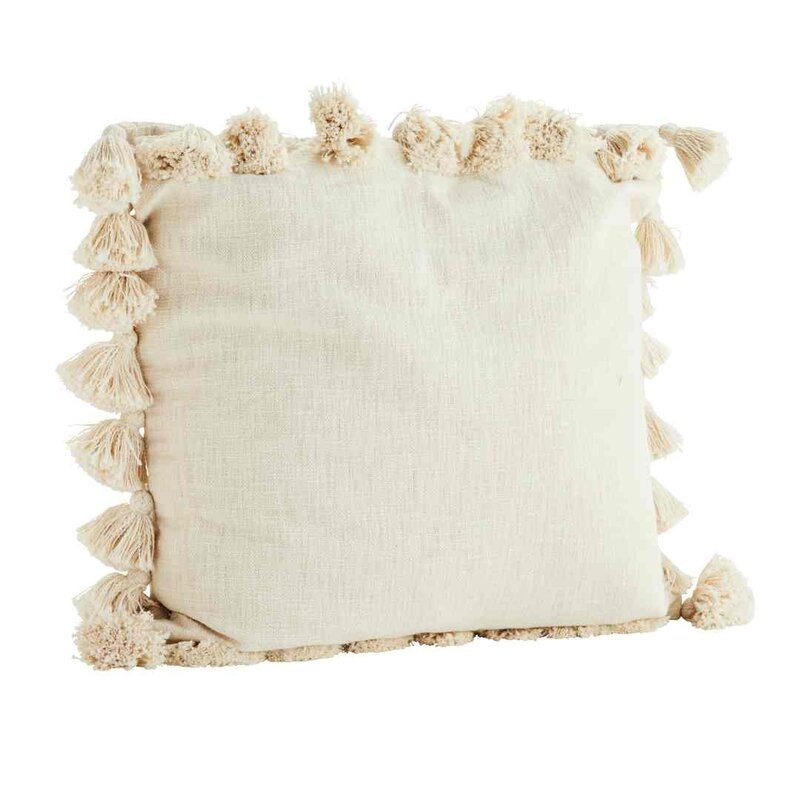 Madam Stoltz-collectie Kussenhoes off white met kwasten