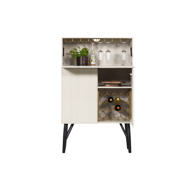 WOOOD-collectie Miller Drankkast Grenen Met Glas-/wijnrek Dust [fsc]