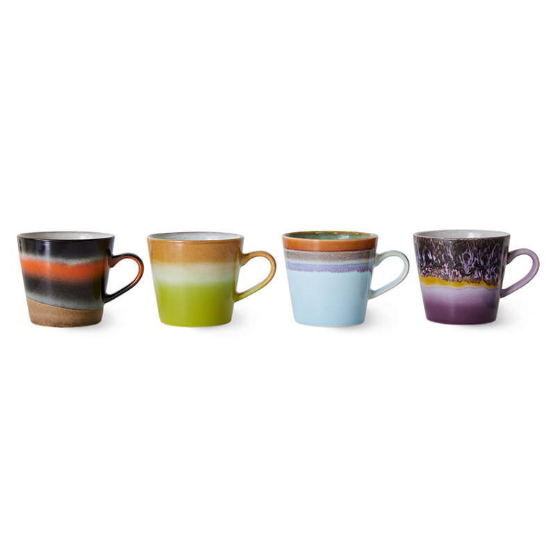 HKLIVING-collectie 70s ceramics: cappuccino mugs solid (set of 4)