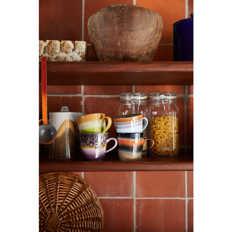 HKliving-collectie 70s ceramics: cappuccino mugs solid (set of 4)
