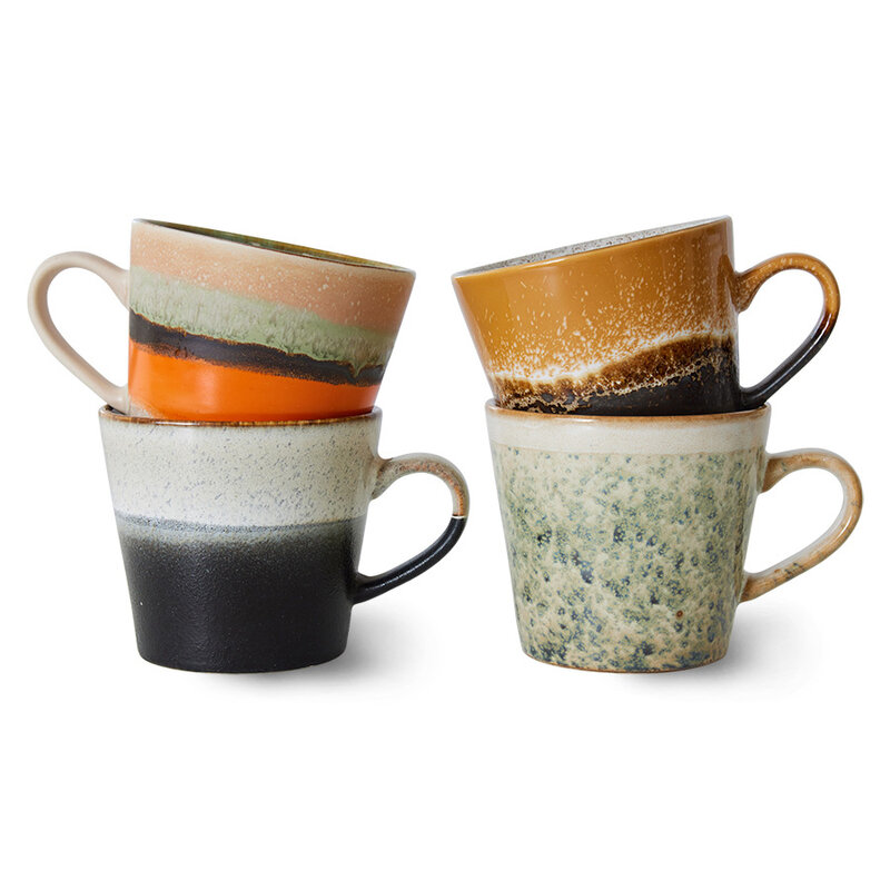 HKliving-collectie 70s ceramics: cappuccino mugs verve (set of 4)