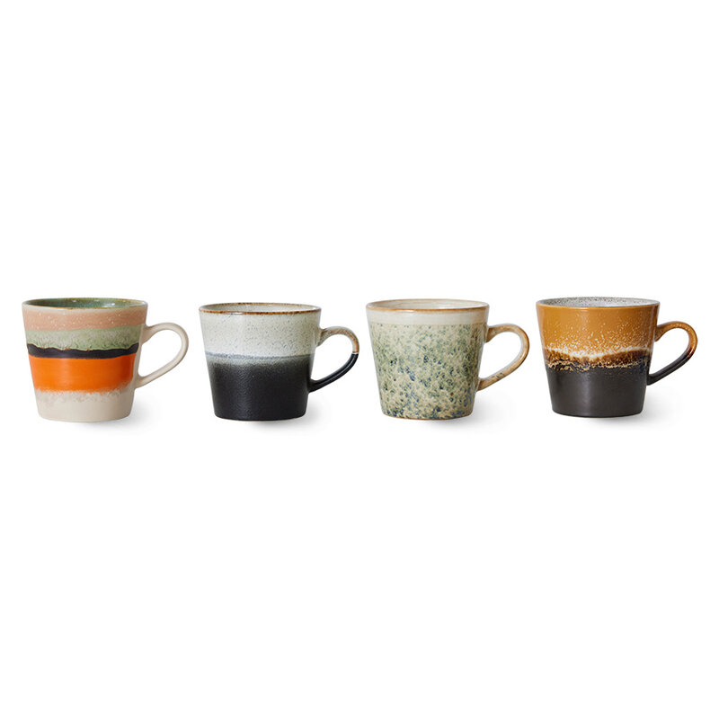 HKLIVING-collectie 70s ceramics: cappuccino mugs verve (set of 4)