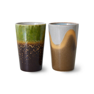 HKLIVING 70s ceramics: tea mugs fuse (set of 2)