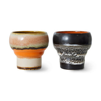 HKLIVING 70s ceramics: lungo mugs basalt (set of 2)