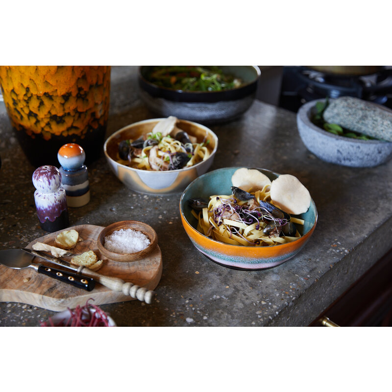 HKLIVING-collectie 70s ceramics: pasta bowls golden hour (set of 2)