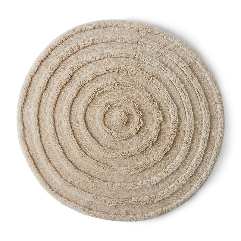 HKLIVING-collectie Round woolen rug cream (ø150cm)