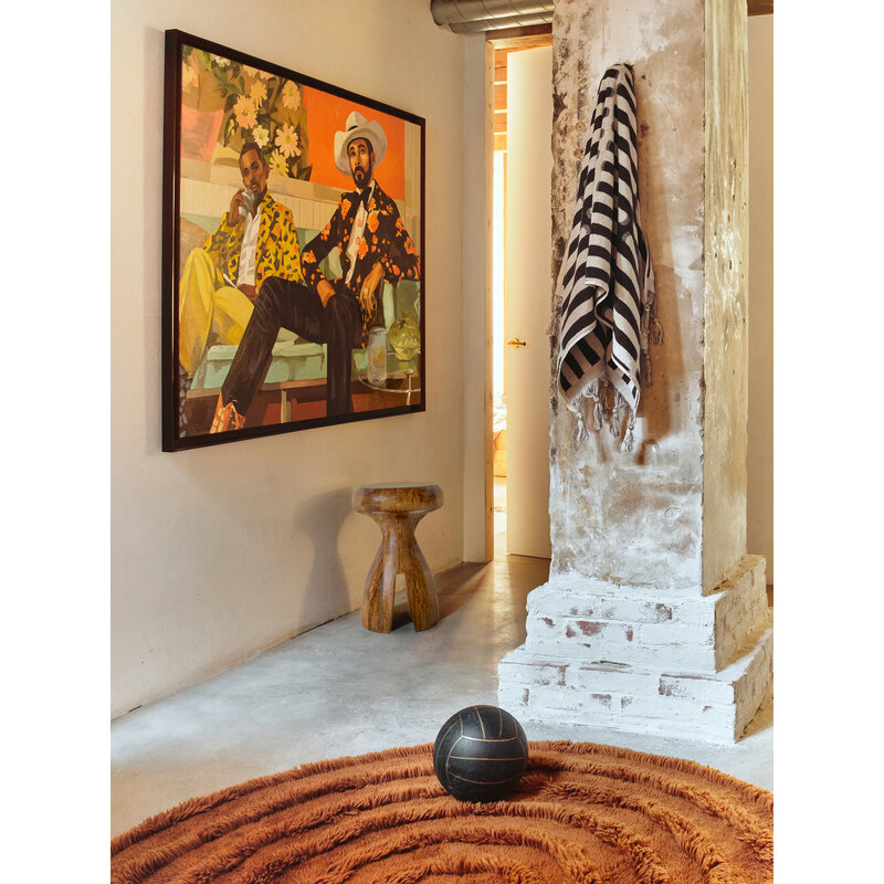 HKLIVING-collectie Round woolen rug mahogany (ø150cm)