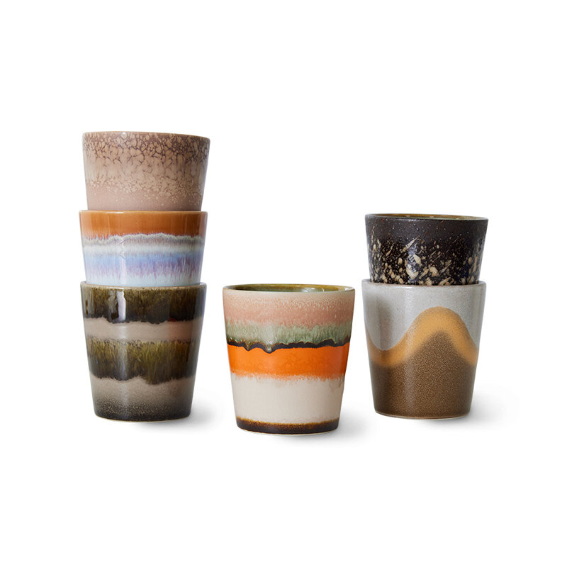HKliving-collectie 70s ceramics: coffee mugs, elements (set of 6)