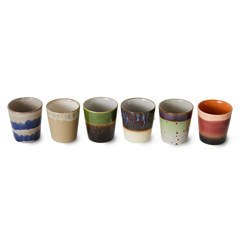 HKliving-collectie 70s servies: koffiemokken grounding (set of 6)