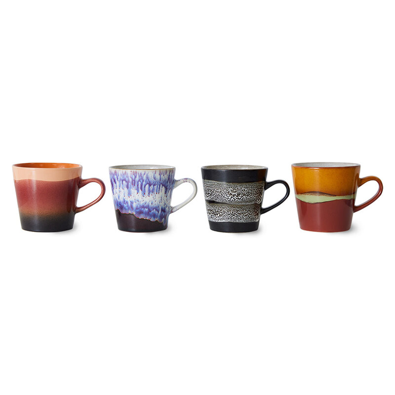 HKliving-collectie 70s ceramics: americano mugs, friction (set of 4)