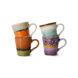 HKLIVING 70s ceramics: espresso mugs, retro (set of 4)
