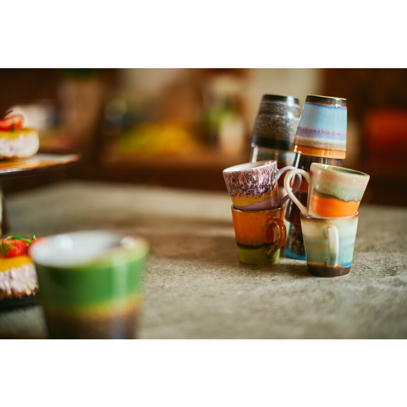 HKLIVING-collectie 70s ceramics: espresso mugs, retro (set of 4)