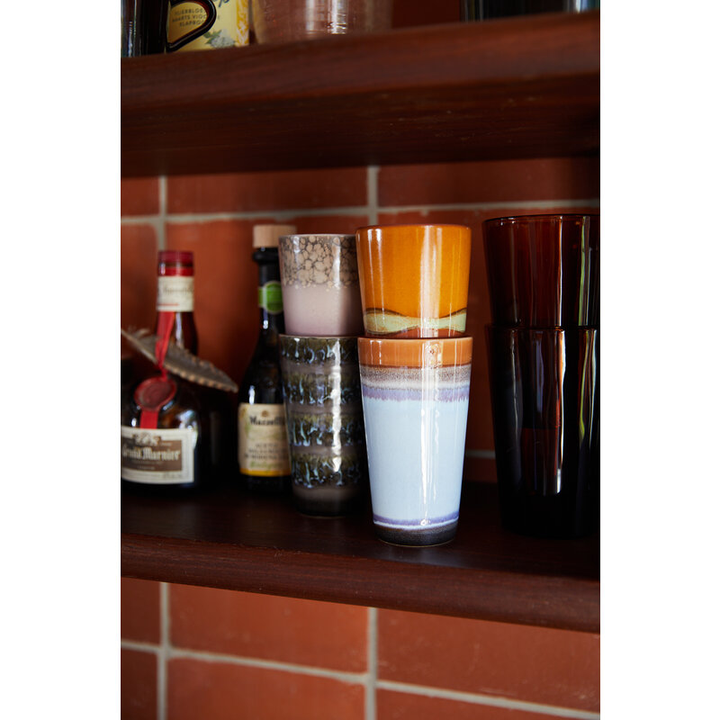 HKLIVING-collectie 70s servies: latte mokken clash (set of 2)